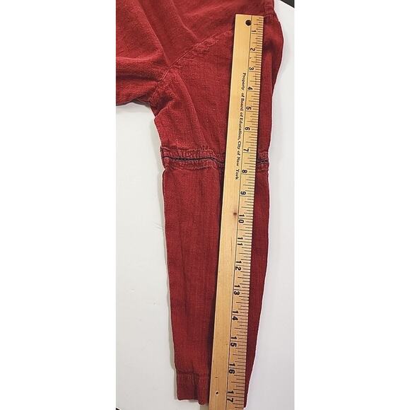 Grassroot Anita Dongre Anthro Midi Shift Dress M 8 Red Cotton L/S Lagenlook - Picture 8 of 10